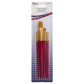 U.S. Art Supply Golden Taklon 7-Piece Nylon Hair Artist Paint Brush Set