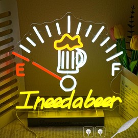 I Need A Beer Neon Sign for Wall Decor, Dimmable Beer LED Neon Light Bar Led Sign for Man Cave, USB Bar LED Light Signs for Bedroom Home Shop Restaurant Hotel Decoration