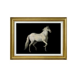VIOLABBEY Wall Art Gold Framed Canvas, Vintage Horse Decor for Living Room, Bedroom, Office, Black White Equine Prints Gift, 12x16in