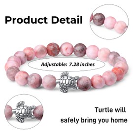 ZHIYUXI Travel Turtle Gifts for Women Sea Turtles Bracelet Natutal Stone Beads Bracelet