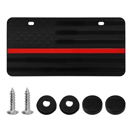 Runseaway 6 x 12 Inch American Flag License Plate, Vintage Aluminum Alloy 3D Embossed Tag, Custom Patriotic Vanity Plate, Thin Red Line Front Flag License Plate for Cars and Trucks