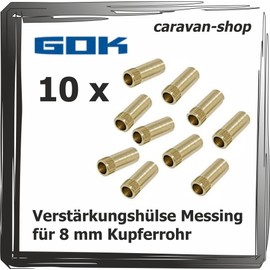 10 x Reinforcement Sleeve Brass for Gas Copper Pipe 8mm Gas System for Boat Marine Caravan Caravan Motorhome Support Sleeve