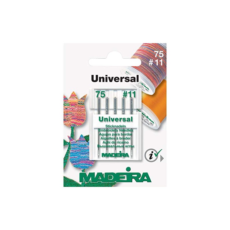 Madeira Universal Replacement Embroidery Needles 75/11 for Brother Machine Sewing
