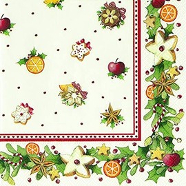 20 Napkins Border with Treats | Advent | Winter | Christmas | Table Decoration 33 x 33 cm