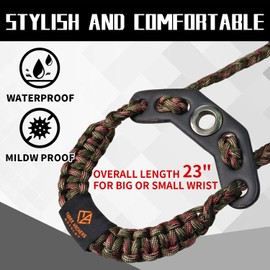 550 Paracord Bow Wrist Sling - Compound Bow Stabilizer & Hand Loop Carrier for Bow Hunting - Adjustable Wrist Strap with Durable Leather Yoke, Strong Metal Grommets - Archery Accessories & Gear