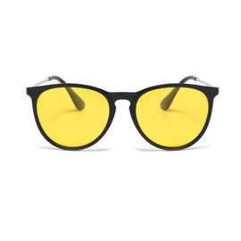 WDZAYXC Retro Oval Polarised Sunglasses for Men and Women, UV400 Protection, black/yellow