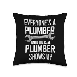 Funny Plumber Repairman Plumbing Dad Pipe Wrench Throw Pillow