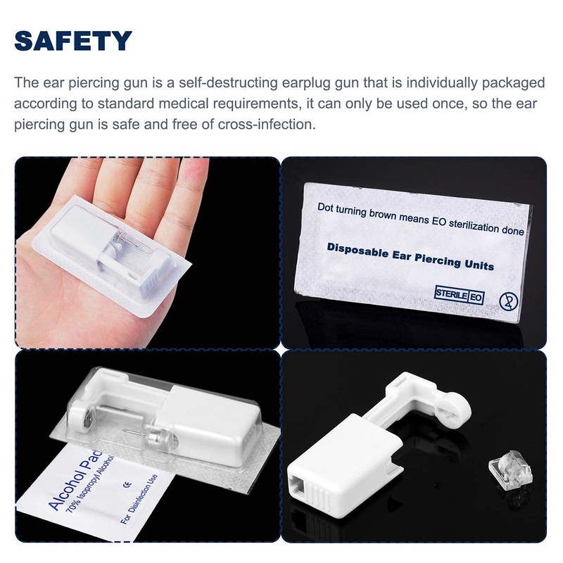 KELLERSON 4 Pack Disposable Sterile Ear Piercing kit, self piercing