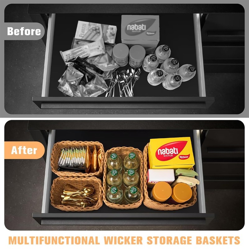 AIMALL 4-Piece Hand-Woven Storage Basket Set – Multi-Sized Straw Sundries