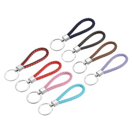 YOKIVE 8 Pack Braided Leather Keychain, Woven Rope Weave Strap Key Chain with Keyring, Great for Car Key Bag Purse(Multicolor, 12-cm)