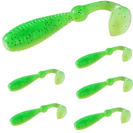 SUNMILE Soft Fishing Lures for Bass, Soft Paddle Tail Fishing Swimbaits Lures,6PCS Fishing Baits Kit for Fishing Trout Redfish Freshwater Saltwater(Green)