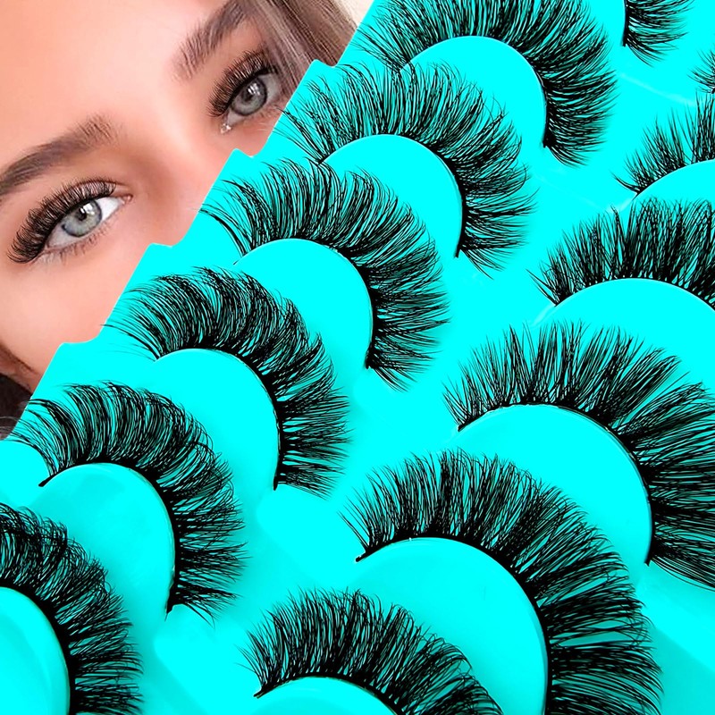 7 Pairs of 3D False Eyelashes, Cat Eye, Fluffy Volume,