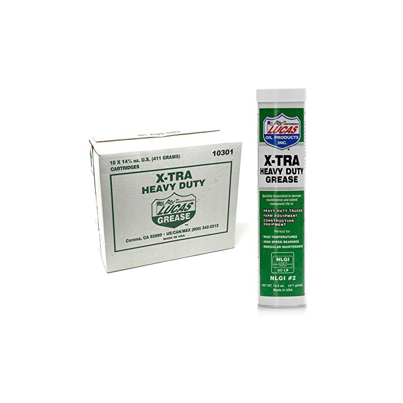 Lucas X-Tra Lithium Grease 14.5 oz. Cartridge (Pack of 10)