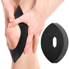 Poraceous Kinesiologieband für Knie, 10 Stück Vorgeschnittenes Kinesiologieband, Kinesiologie Tape, für Knieschmerzlinderung & Unterstützung, Elastisches Athletisches Band für Kniestabilität(Schwarz)