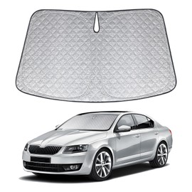 XCBYT Sun Protection Car Windscreen for Skoda Octavia 2018-2024, Thickened Sun Visor Windscreen Cover, Foldable Windscreen Cover, UV Protection