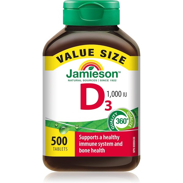 Jamieson Vitamin D3 1,000 IU Tablets, Supports Immune Health, Strong