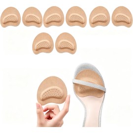 4 Pares Almohadillas Para Zapatos, Plantillas Para Tacones De Mujer,Reutilización Antideslizante Para Aliviar El Dolor Causado Por Estar De Pie, Material De Látex De Piel De Cerdo, Beige 7,4 x 7,3 Cm