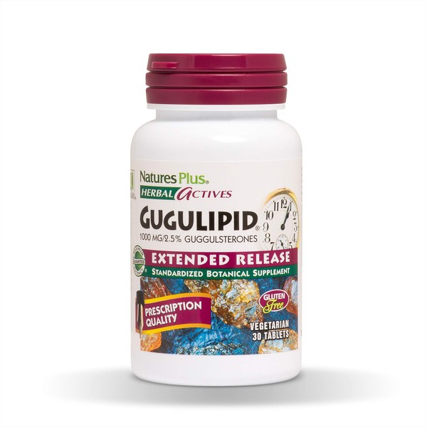 NaturesPlus Herbal Actives Gugulipid, Extended Release- 1000 mg, 2.5% Guggulsterones - 30 Vegan Tablets - Ayurvedic Botanical Supplement - Vegetarian, Gluten-Free - 30 Servings