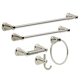 Franklin Brass Kinla Juego de accesorios para baño y barra para toallas, 5 piezas, Kit de 5 piezas, Níquel Satinado