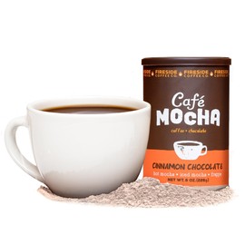 Fireside Coffee Cinnamon Chocolate Cafe Mocha - Instant Coffee Chocolate Blend - Premium Caffeinated Drink Mix for Hot, Iced, Milkshake, and Mocha Frappe Mix, Only Add Water and Enjoy, 8 Ounces