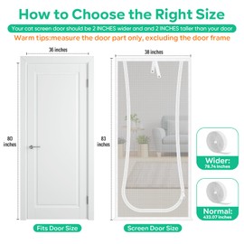 MYPIN Cat Screen Door, 38 x 83 cm Cat Net Proof Fly Screen Door with Zip on Both Sides, Prevents Dogs and Cats from Leaking Out of the House, Bedroom, Living Room, Kitchen