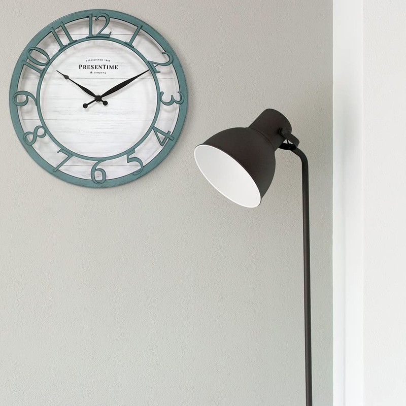 Presentime & Co 13" Farmhouse Series Wall Clock, Shiplap Style,