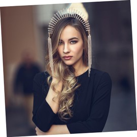 Baluue Rhinestone Headpiece Long Tassel Hair Chain for Women Elegant Bridal Headband Accessories for Weddings and Special Occasions