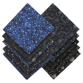 10pcs Quilting Print Fabric 9.8"X9.8" Cotton Fat Squares Sheets Printed Starry Sky Supplies for Sewing Patchwork Scrapbooking DIY Craft