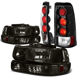 Auto Dynasty Compatible with Chevy Silverado GMT800 4pc Pair of Smoked Lens Amber Corner Headlight + Black Altezza Style Tail Light