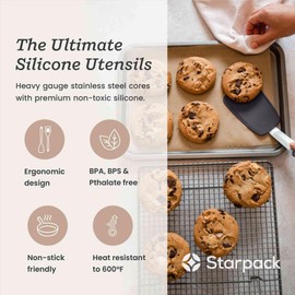 Starpack 'Flex & Flip' Flexible Silicone Turner Spatula (Standard) - High Heat Resistant Spatulas for Cooking Egg 600°F - Silicone Pancake Turner Spatula, LFGB Grade Non Stick Rubber Kitchen Utensils