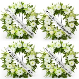 4 Pack Funeral Sash Memorial Wreath Sash 59 x 4 Inch Funeral Ribbon Celebration of Life Ribbon for Casket or Wreath Flowers Memorial Service Honor the Loved Ones Memory Mourning