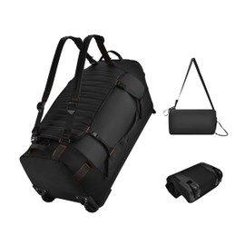 Foldable Rolling Duffle Bag with Wheels - 30" Extra Large Waterproof Travel Backpack with Shoe Compartment, Heavy Duty TSA-Approved Luggage for Men’s Camping, Sports, and Airplane Trips