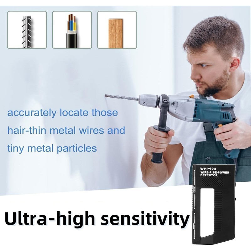 High-Sensitivity Wall Scanner & Metal Detector, Adjustable Alert for Pipes