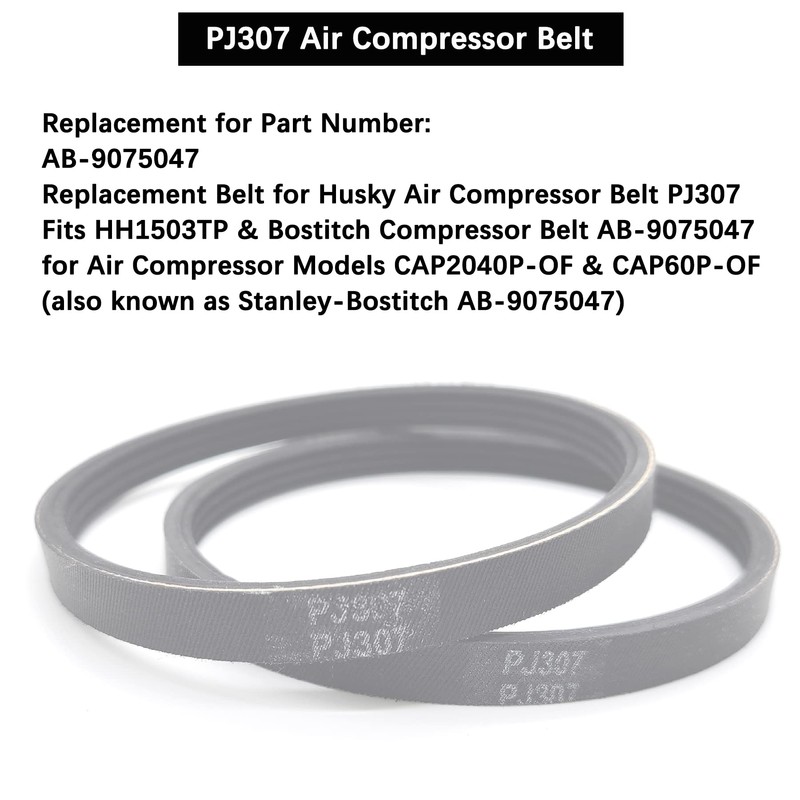 Homhelar 2 Pack PJ307 Air Compressor Belt for Bostitch and