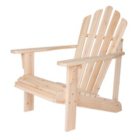 Shine Company Westport Wooden Adirondack Chair, Outdoor Patio Firepit Chairs, Back & Seat Pre-Assembled, Natural