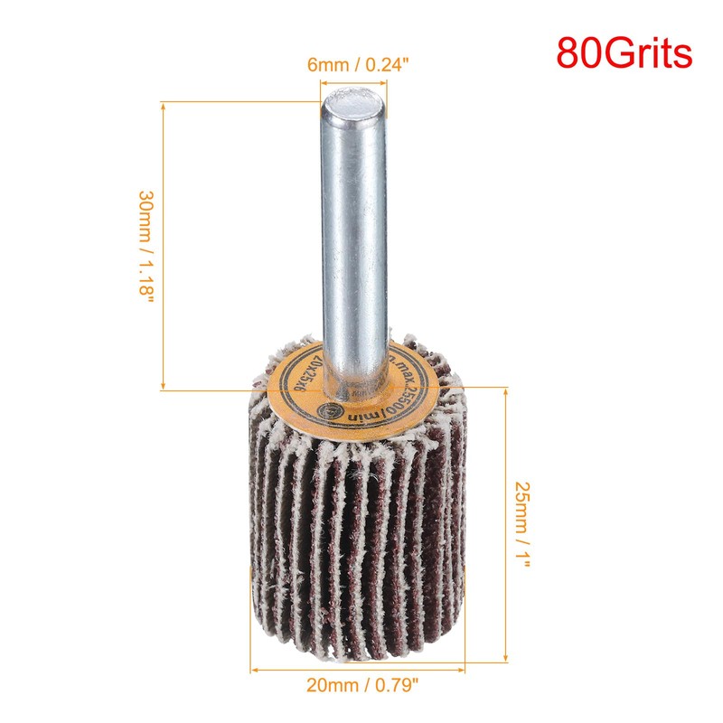 sourcing map 20mm Flap Wheels Shank Mounted Sandpaper Abrasive Wheel