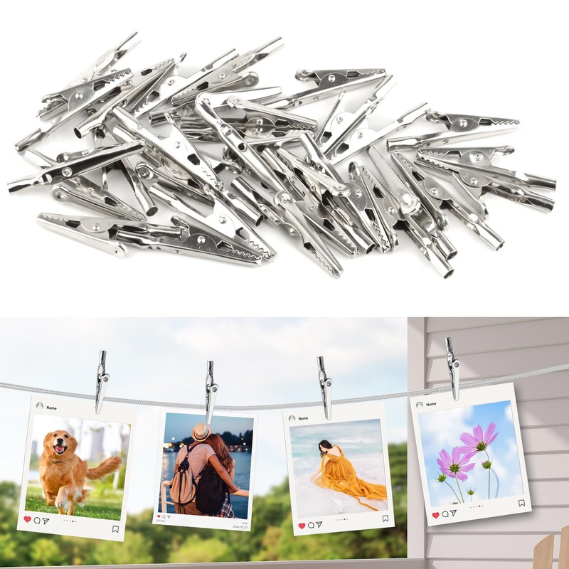70 PCS Alligator Clips Kit Silver Crocodile Clips Metal Electrical