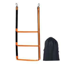 3-Step Boat Rope Ladder - Heavy Duty Assist Boarding Marine Rope Ladder - Portable Foldable Boat Ladders for Inflatable Boats, Kayaks, Motorboats, Canoes - Includes Storage Bag (Orange)