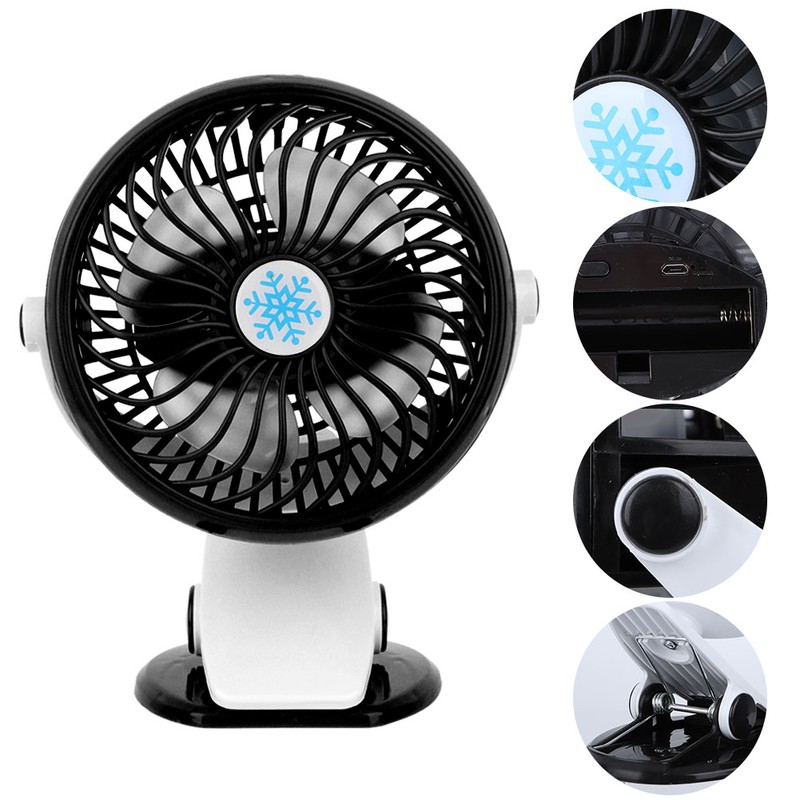 Portable Mini USB Table Fan Rechargable Battery Clip On Desk