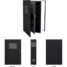 Diversion Book Safe Storage Box, Dictionary Secret Safe Can Stash Secret Book Security Locker with Key, Portable Cash Jewelry Storage Box Case Lockable(Black, Combination)