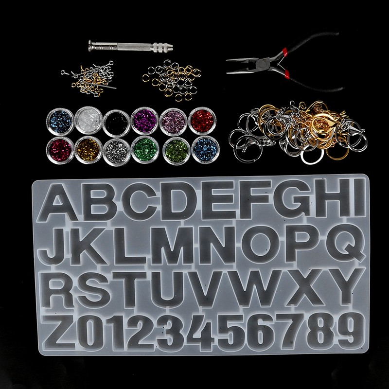 Crystal Epoxy Mold Kit DIY Alphabet Number Silicone Mould Necklace