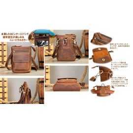 Chaiclo Casual Vintage Catavilla Belt Shoulder 3-Way Retro Genuine Leather Mini Leather Bag, Retro Style, Multi-functional 3-Way Small Leather Shoulder Pouch, Braun