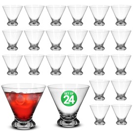 NutriChef Stemless Martini Glasses Set – 24 Lead-Free Crystal Glasses (6 Packs of 4) – 8.4oz, Shatter-Resistant, Dishwasher Safe Cocktail Glasses for Home Bar & Parties