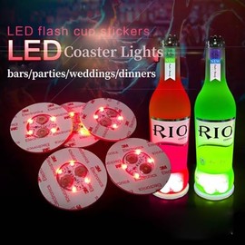 Agatige 12PCS Pegatinas LED Luminosas para Taza, 6cm RGB Posavasos LED Decorativos Coloridos Porta Vasos con Luz LED para Fiesta Discos Luminosos para Discotecas Bodas Bar Fiesta Aniversarios