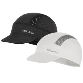 MELASA 2 Pcs Lightweight Cycling Cap, Cooling Bike Hats Under Helmet, Skull Caps Liner with Brim for Men Women Sun Protection
