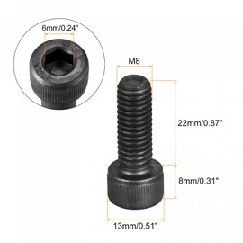 sourcing map M8x22mm Socket Head Bolts 12.9 Grade Alloy Steel Cap Screws Fully Thread 10pcs