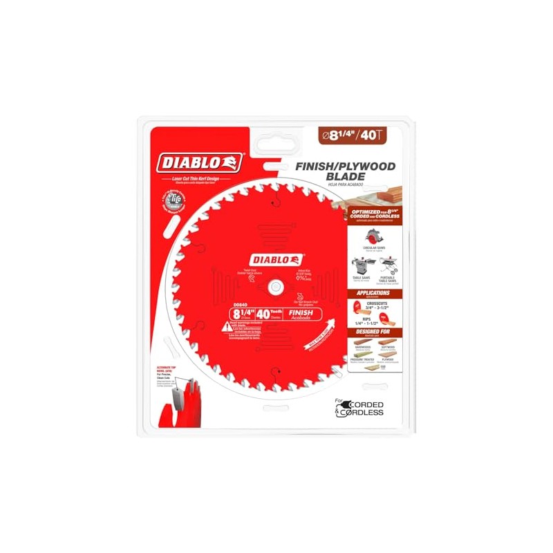 Diablo Finishing Saw Blade for Wood - 8-1/4" Diameter, 40