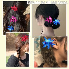 3Pcs Flower Snap Hair Clips Hawaiian Floral Hair Barrettes Strong Grip Summer Flowers Flat Hair Clips Large Hair Claw Red Purple Blue Beach Holiday Flower Hair Accessories for Thin Hair and Thick Hair