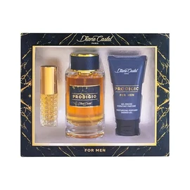 Diane Castel Prodigio Gift Set - Amber Spicy Woody Fragrance - Cologne for Men and Mens Body Wash - Top Notes of Cardamom and Pink Berries - 3 pc