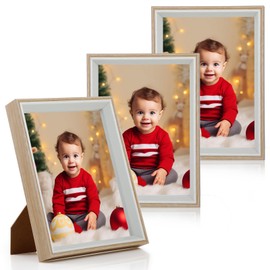 Anhow Set of 3 Picture Frames 10 x 15 cm (4 x 6 Inches) Picture Frame Set with Transparent Acrylic Plate Shatterproof for Wall Hangings or Table Decoration - Wood Grain
